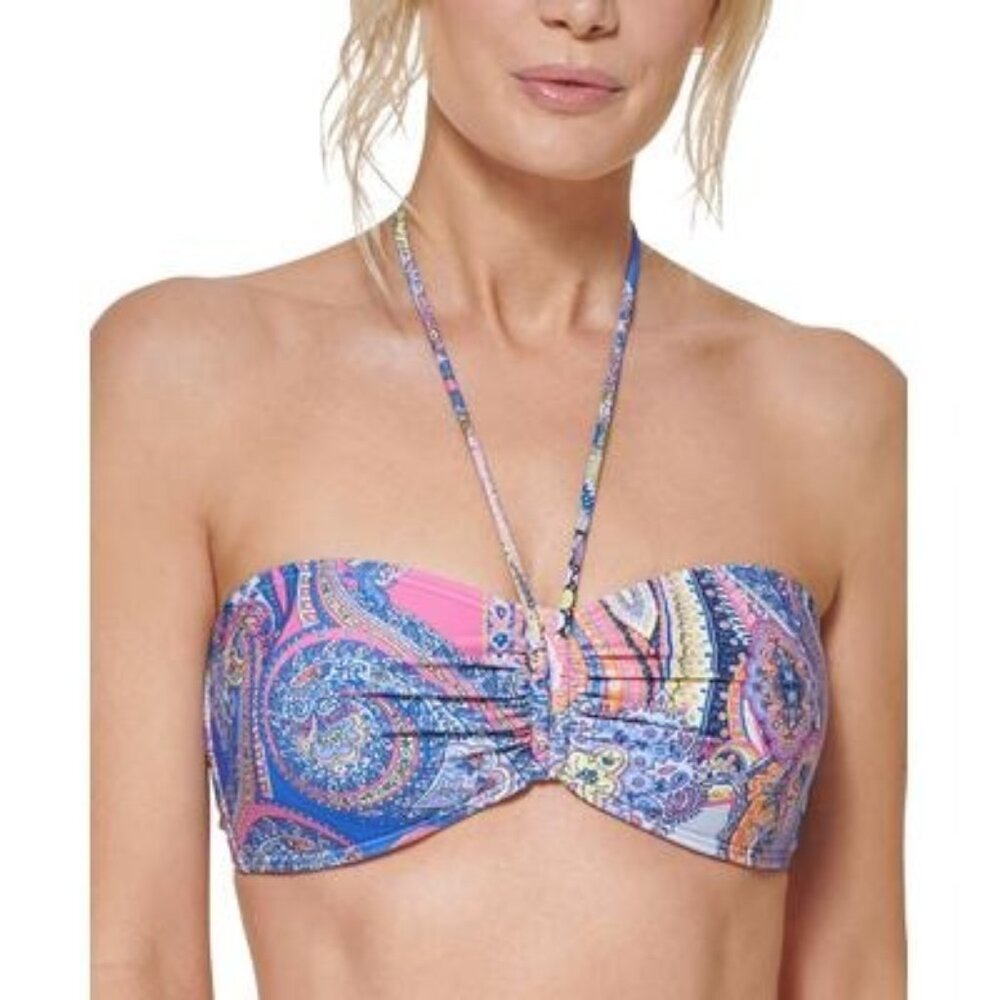 Tommy Hilfiger Jaipur Paisley Provence Blue Pink Bikini Swim Top Size XL X-Large